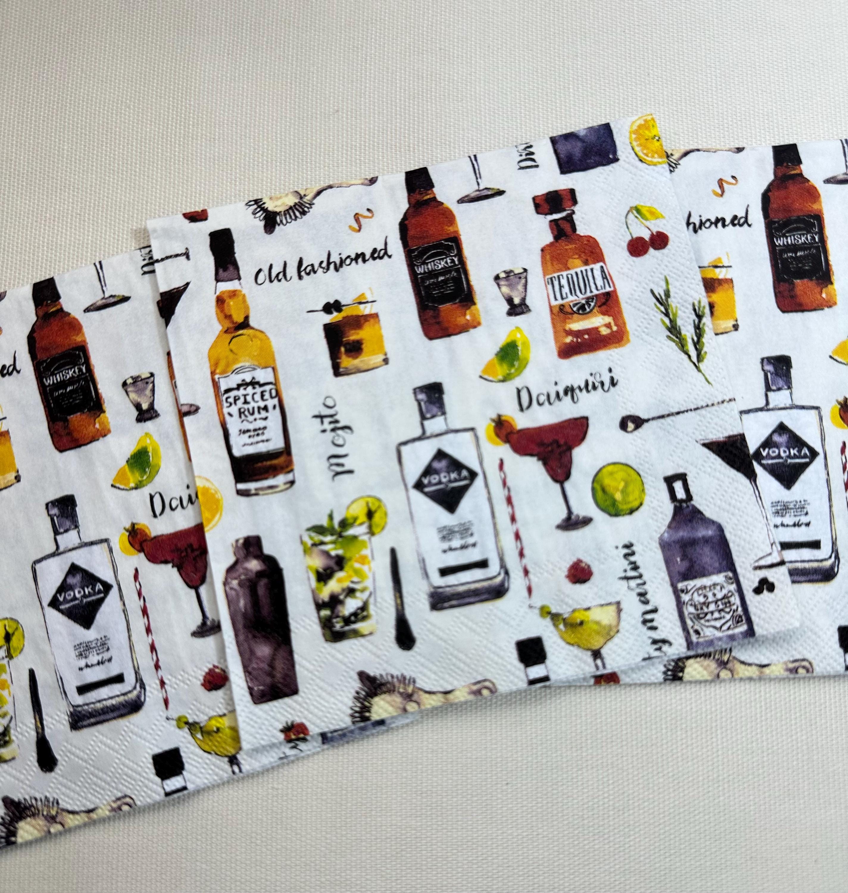 Decoupage Whiskey Napkins, Liquor Bottles - Whiskey Paper - Martini Paper,  Tequila Napkins, Scotch Paper, Alcohol Napkins, Paper Crafting