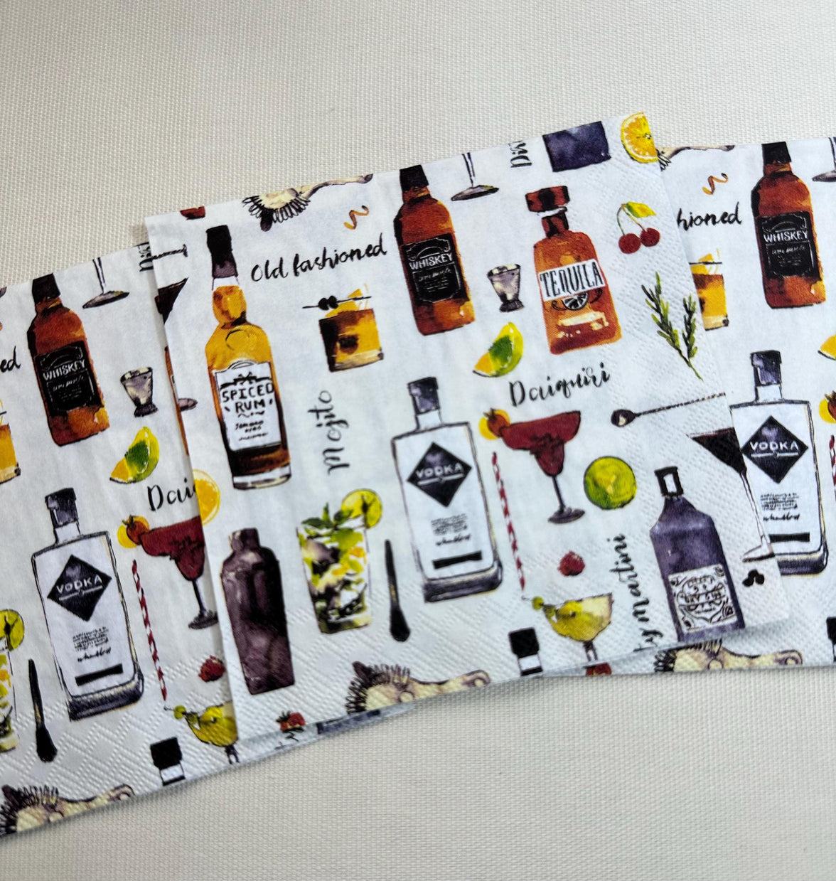 Decoupage Whiskey Napkins, Liquor Bottles - Whiskey Paper - Martini Paper,  Tequila Napkins, Scotch Paper, Alcohol Napkins, Paper Crafting