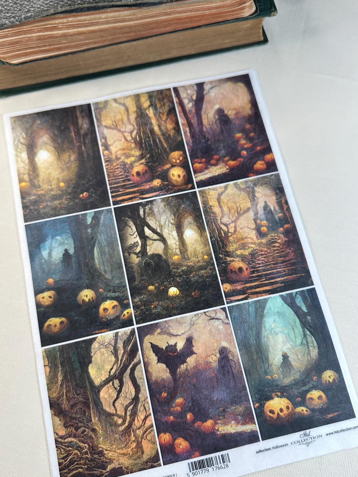 Halloween Rice Paper A4 - Gift Tag Paper, Making Paper, Ghost Decoupage Paper, Spooky Halloween Paper, Bottle Decoupage, ITD Rice Paper