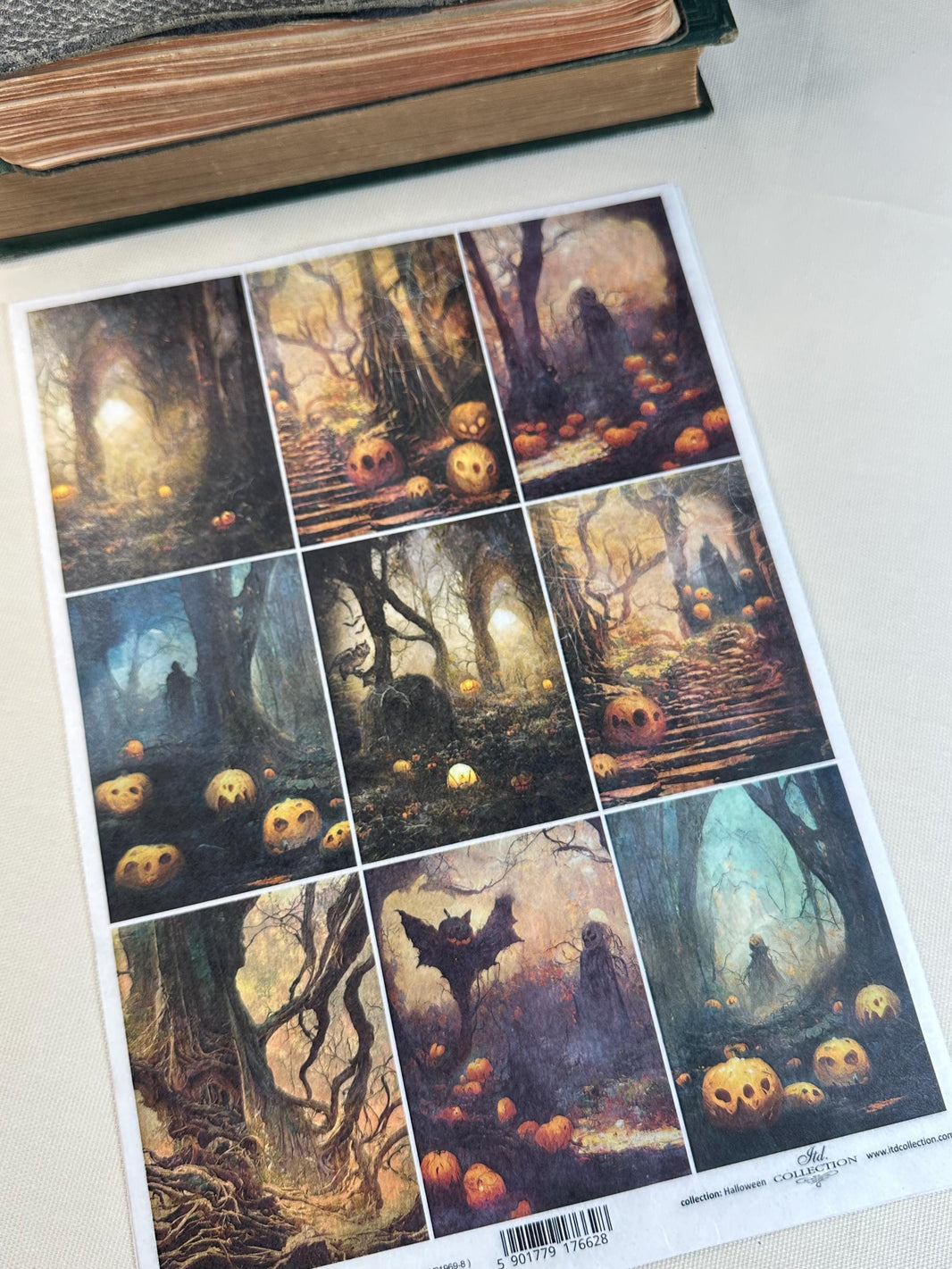 Halloween Rice Paper A4 - Gift Tag Paper, Making Paper, Ghost Decoupage Paper, Spooky Halloween Paper, Bottle Decoupage, ITD Rice Paper