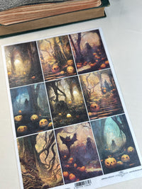 Halloween Rice Paper A4 - Gift Tag Paper, Making Paper, Ghost Decoupage Paper, Spooky Halloween Paper, Bottle Decoupage, ITD Rice Paper