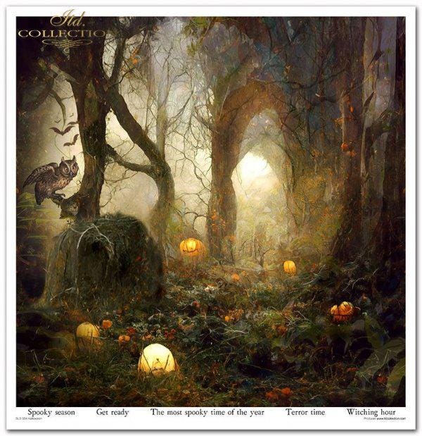 Halloween Rice Paper Gift Pack - Spooky Halloween Forest Paper, Ghost Decoupage Paper, Spooky Halloween Paper, Bottle Art Decoupage Paper