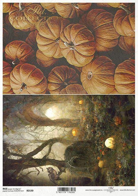 Halloween Rice Paper A4 Pumpkin Fall Decoupage Sheet - ITD Mysterious Forest, Halloween Paper, Sheet, Upcycling, Decoupage Paper, Fall Paper