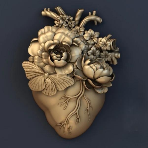 Blooming Heart Mold - Dadarkar Art, Heart Silicone Mold, Resin Mold, Casting Mold, Candy Molds, Food Safe, Chocolate Mold, Polymer Clay Mold