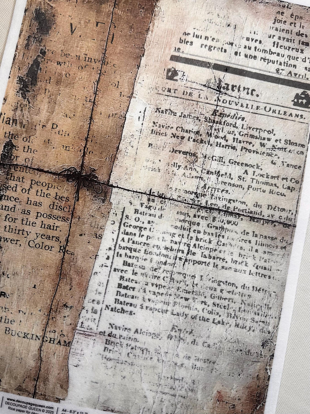 New Decoupage Paper - Antique Rustic Paper, Decoupage Queen, Antique Paper, Cottage Scraps Paper, Aged Books Paper, Distressed Paper, Crafts