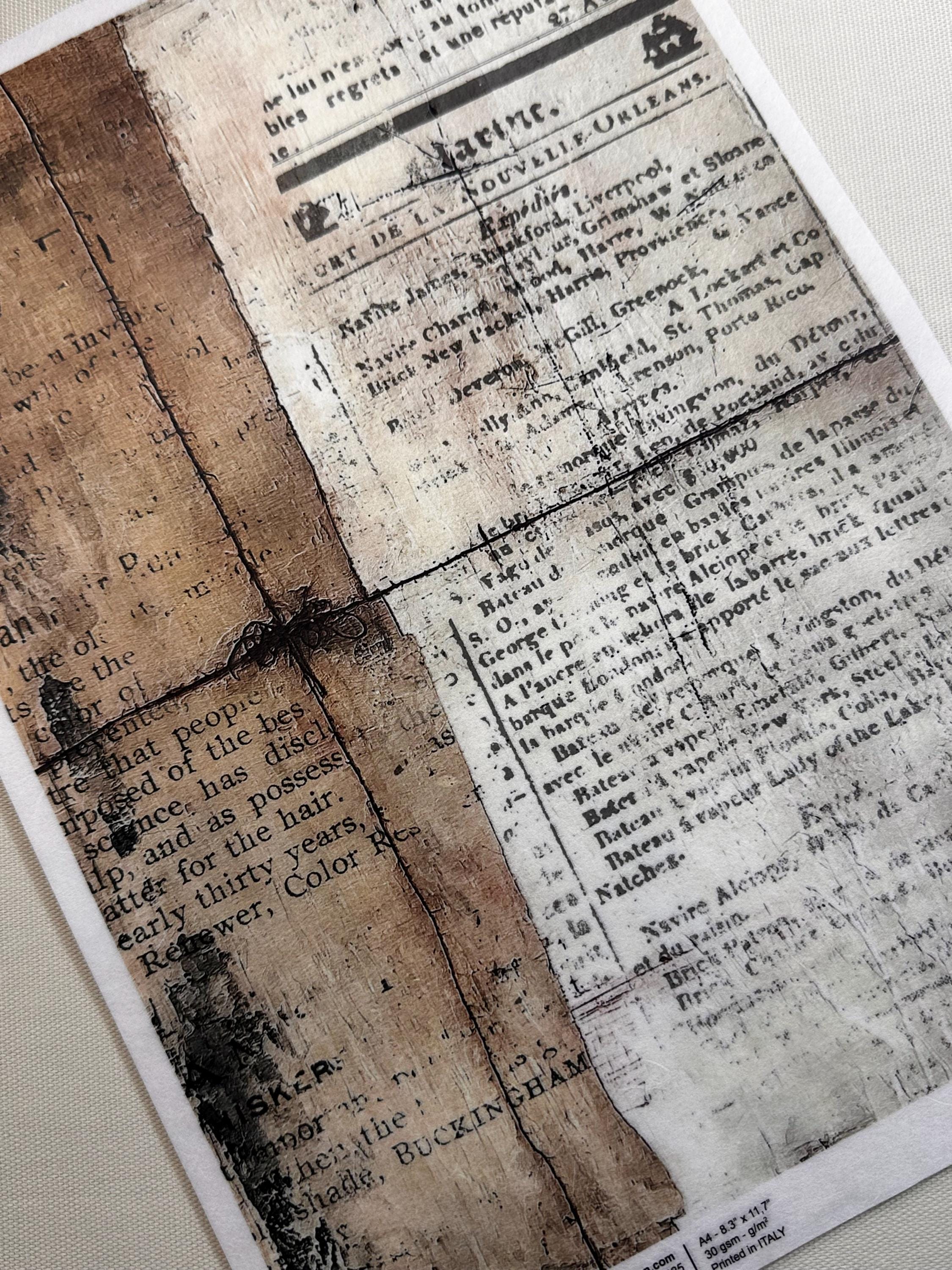 New Decoupage Paper - Antique Rustic Paper, Decoupage Queen, Antique Paper, Cottage Scraps Paper, Aged Books Paper, Distressed Paper, Crafts