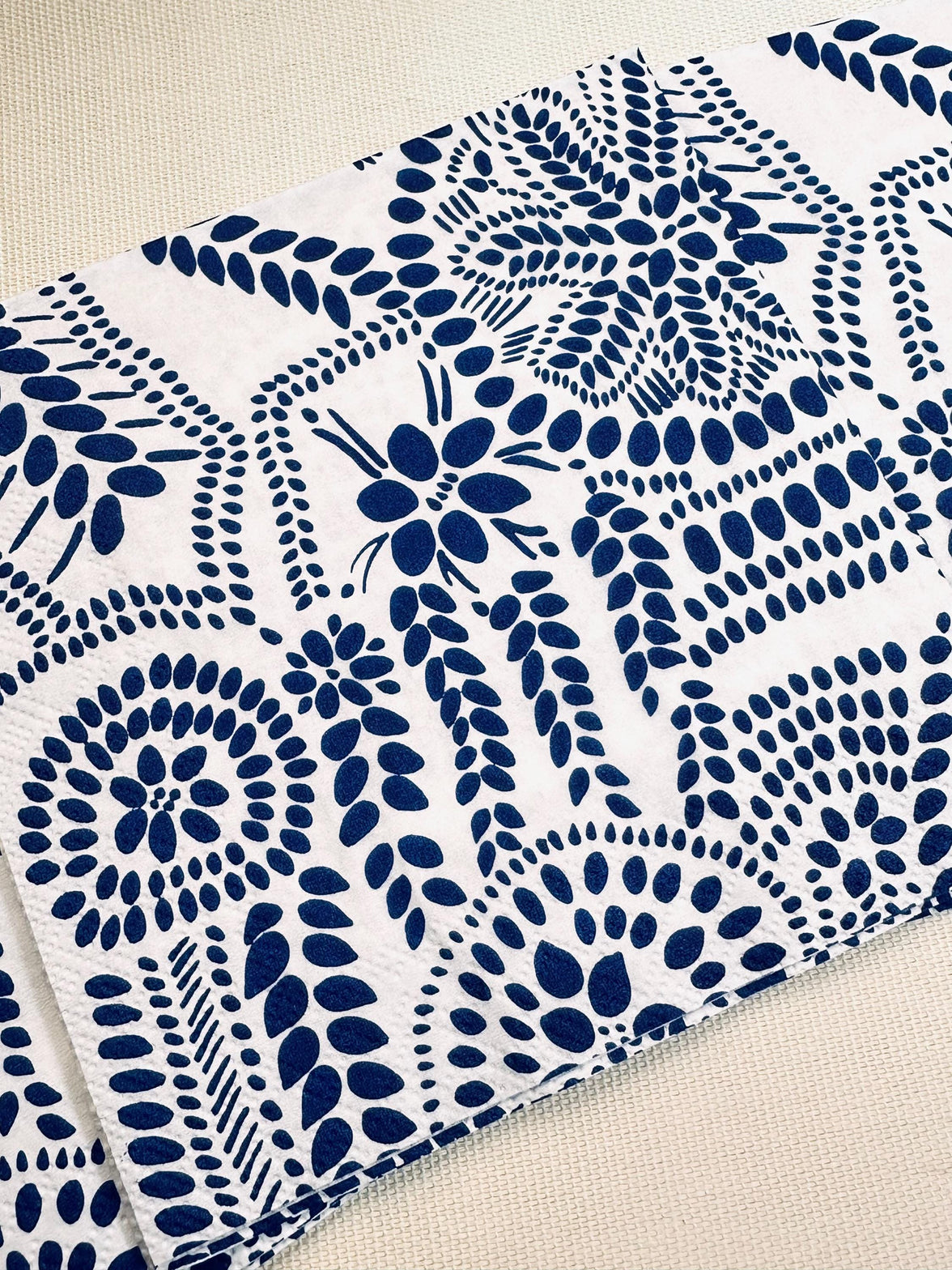 Blue Flower Decoupage Napkins - Botanical Napkin, Bridal Shower Napkins, Blue and White Abstract Paper, Tissue Napkins for Decoupage Paper