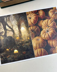 Halloween Rice Paper A4 Pumpkin Fall Decoupage Sheet - ITD Mysterious Forest, Halloween Paper, Sheet, Upcycling, Decoupage Paper, Fall Paper