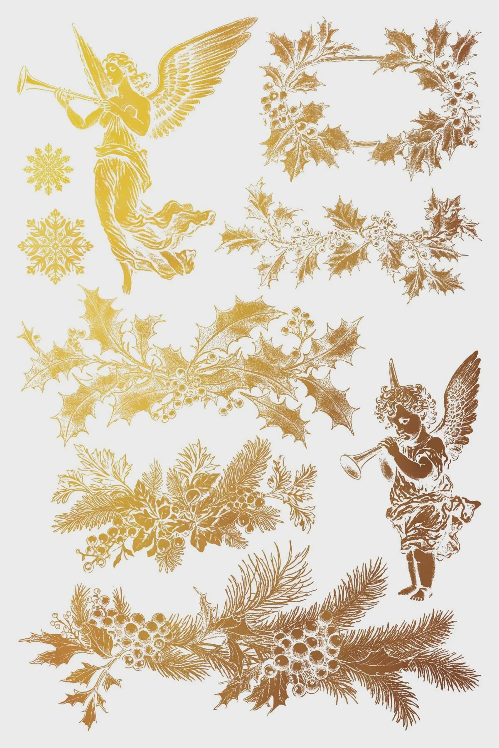 IOD Tinsel Gilded Transfer – Holiday Decor (8" x 12")