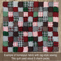 Fabric Squares - Buffalo Plaid Homespun Cotton, 100% Cotton, Quilting Fabric, Vintage Style Crafts, Precut Quilt Squares, Ornament Fabric