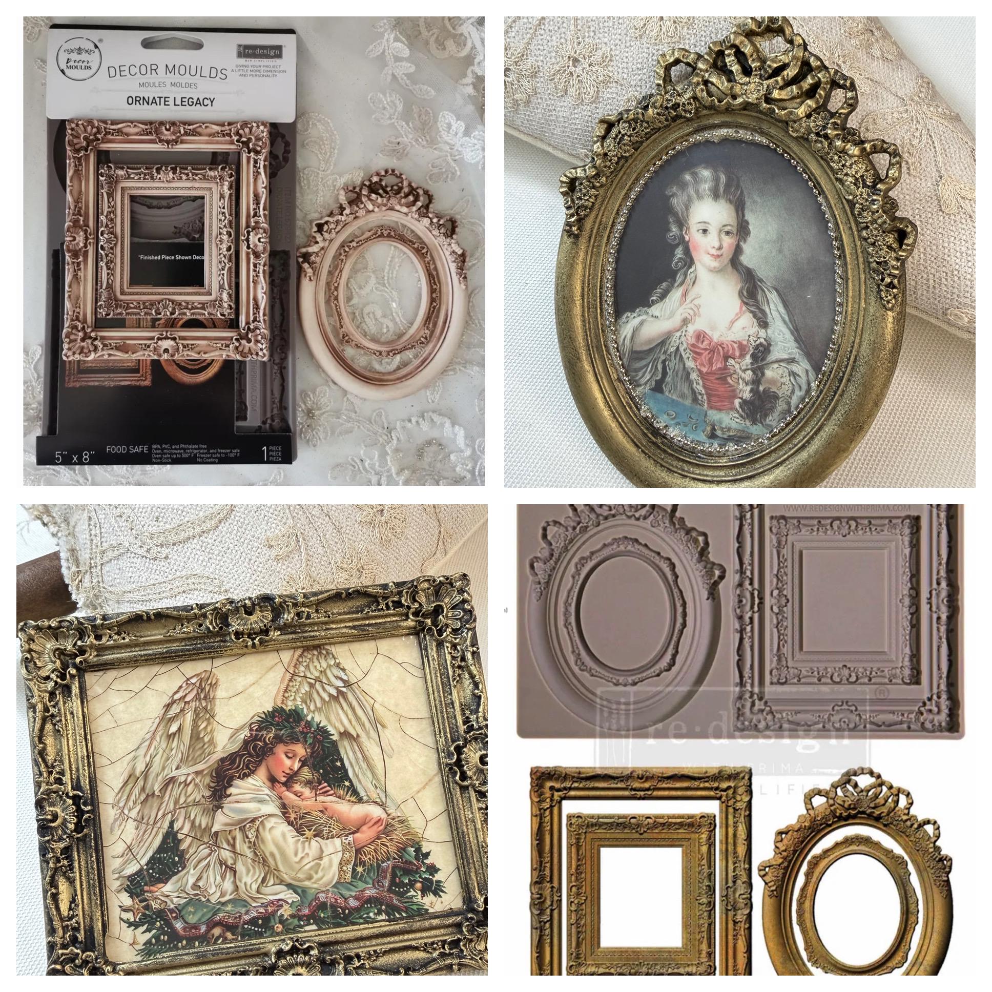 Frames Mold - Vintage Ornate Frames - Re Design with Prima - Silicone Molds, New Frame Mould Casting Mold, Mixed Media Molds, Decoupage Idea