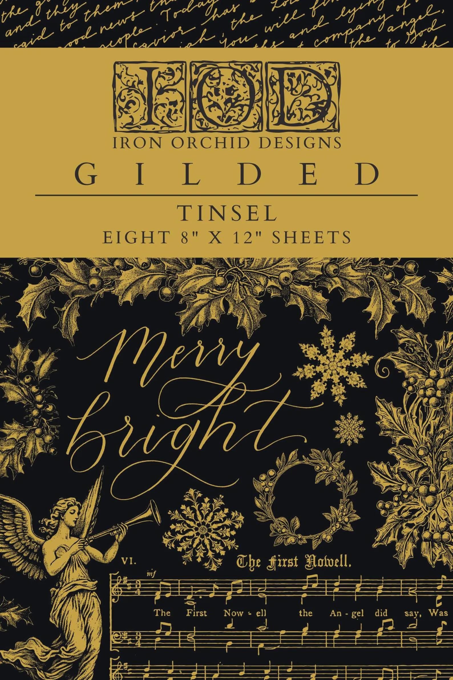 IOD Tinsel Gilded Transfer – Holiday Decor (8" x 12")