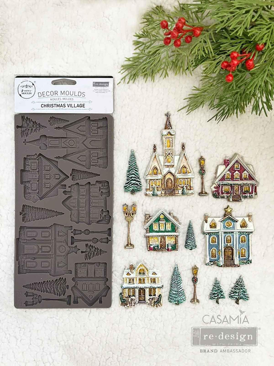 Christmas Village Mold - House Resin Molds, Clay Mold, Fondant Mold, Candy House Mold, 3D Food Safe Mold for Chocolates, Cake Designing Mold