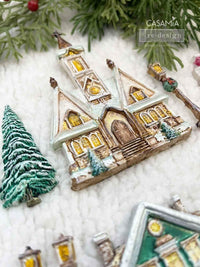 Christmas Village Mold - House Resin Molds, Clay Mold, Fondant Mold, Candy House Mold, 3D Food Safe Mold for Chocolates, Cake Designing Mold