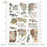A4 Rice Paper - Christmas Greetings - Vintage Style for Decoupage, Holiday Greetings for Decoupage, Card Making Paper, Junk Journaling