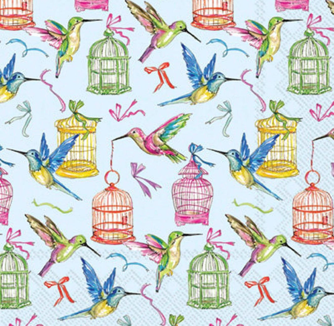 Blue Bird Napkins - Decoupage Paper, 3-Ply, Cocktail Napkins, Blue Bird Paper, Bird Cages, Paper Crafting, Bird Paper, Junk Journaling Paper