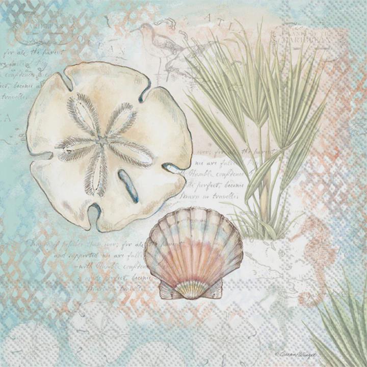 Sand Dollar Beach Napkins – Nautical Decoupage Paper, Sea Life Decoupage, Decoupage Paper, Ocean Themed Paper, By The Shore Paper