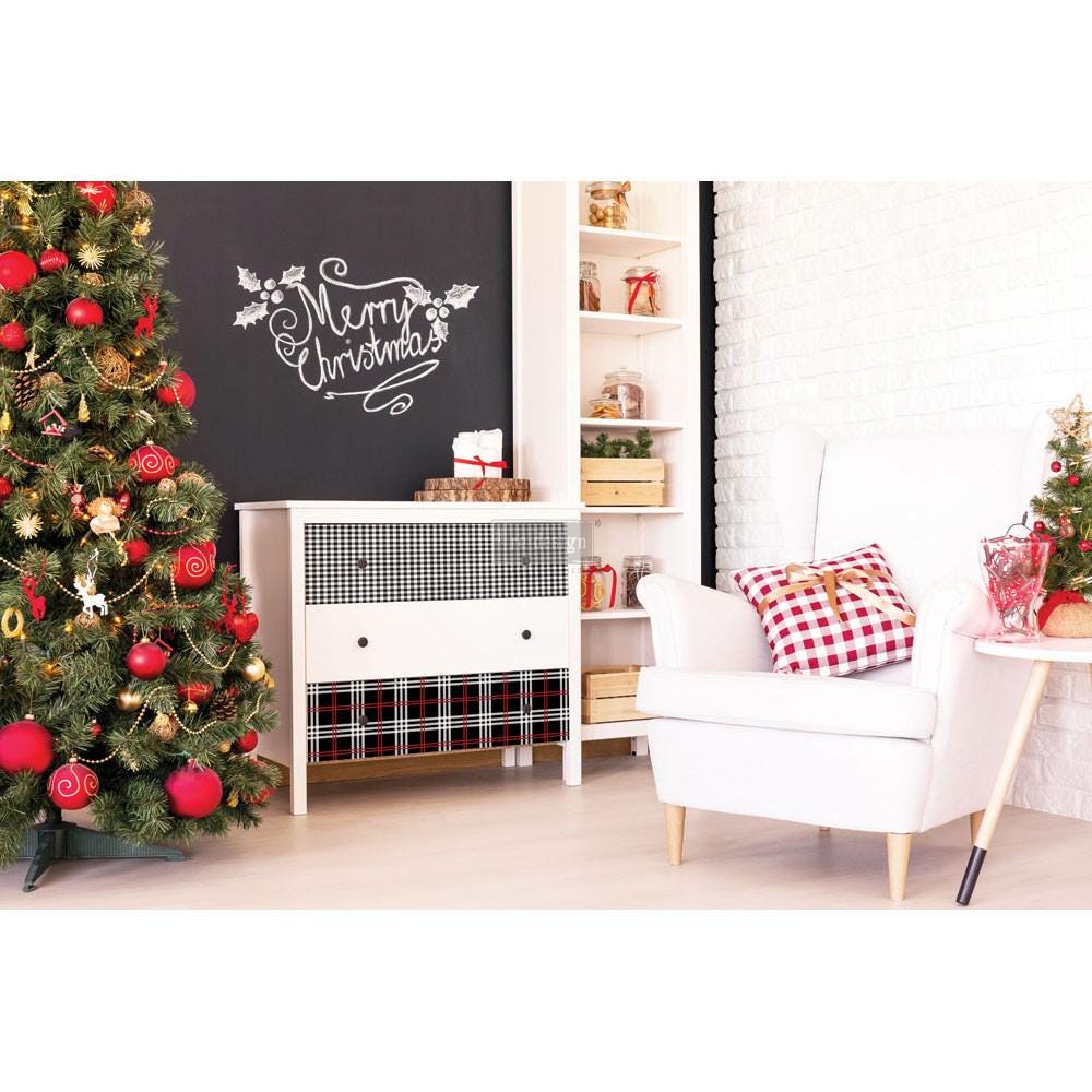 Black Gingham Transfers - Redesign with Prima Decor Transfer, Holiday Transfers, Black Gingham Transfer Paper, Black and White Transfers