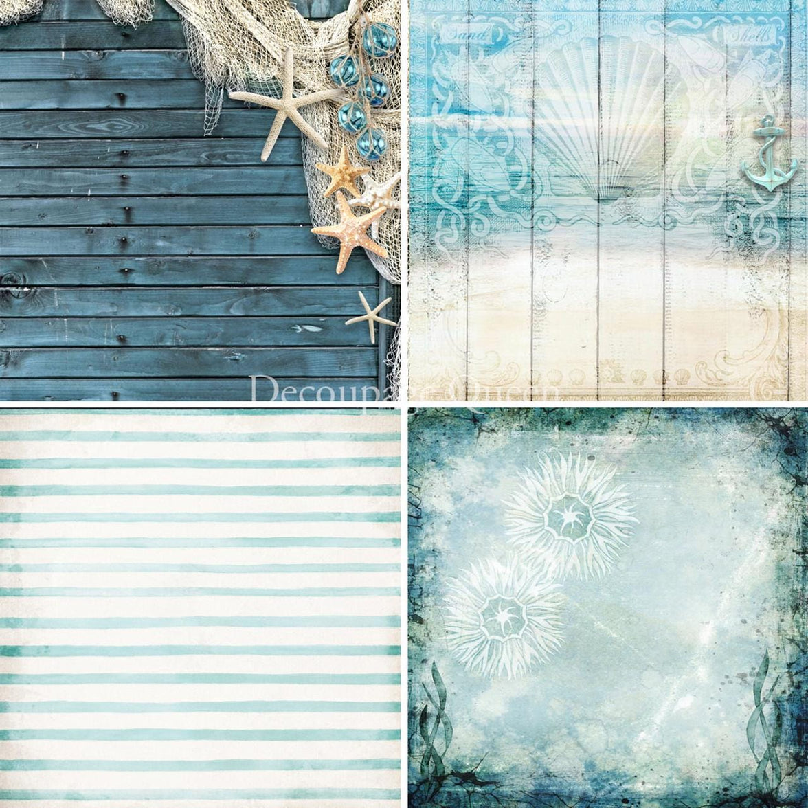 Seaside Greeting Paper Pack: 6x6 Cardstock, 24 Designs, Nautical Paper, Ocean Seaside Paper, Scrapbook Paper, Junk Journaling Book, Ocean