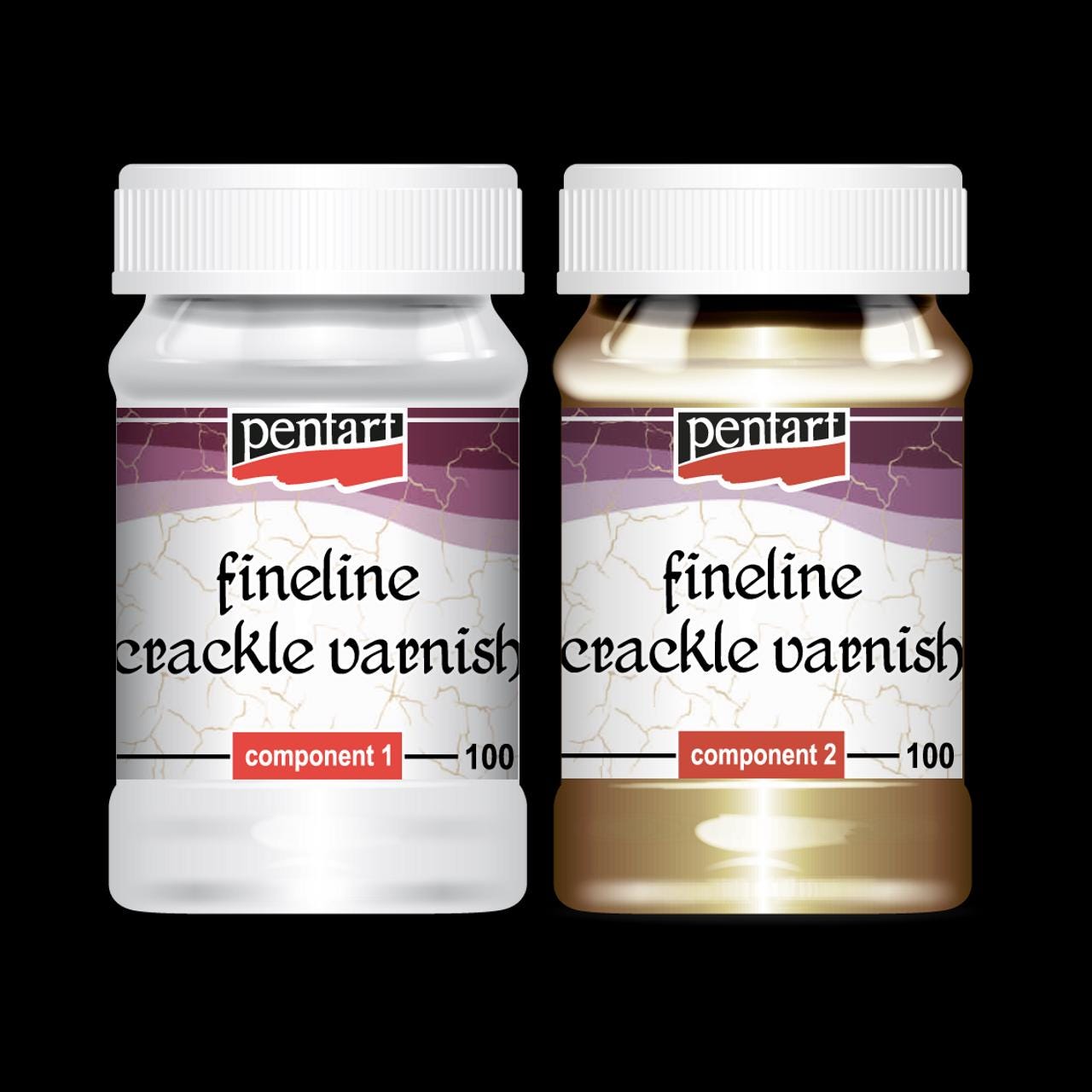 Pentart Fineline Crackle Varnish - Fine Line Cracks, Aged Effect, 2 Part Set, Pentart  Decoupage Crackle Medium, Antique Appearance