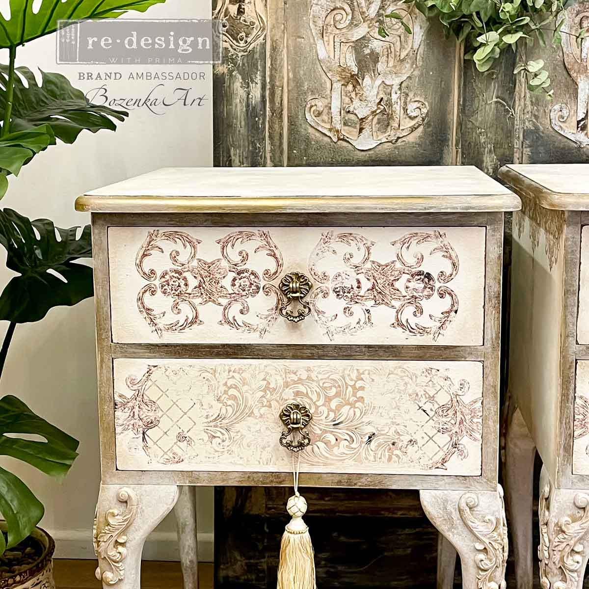 Lace Border Transfer - Distressed Lace Borders 2, Redesign with Prima Decor Transfer, Transfers, Pink and Blue Border Paper, Transfer Paper