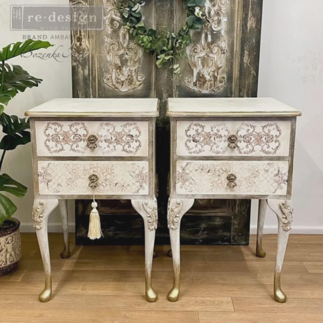 Lace Border Transfer - Distressed Lace Borders 2, Redesign with Prima Decor Transfer, Transfers, Pink and Blue Border Paper, Transfer Paper