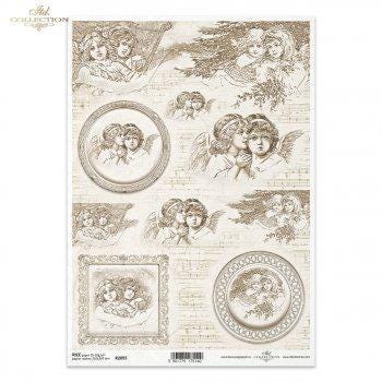 Rice Paper A4 - Cherub Rice Paper, Upcycling Paper, Ornament Rice Paper, Handmade Ornament Ideas, Junk Journaling, Vintage Style Paper