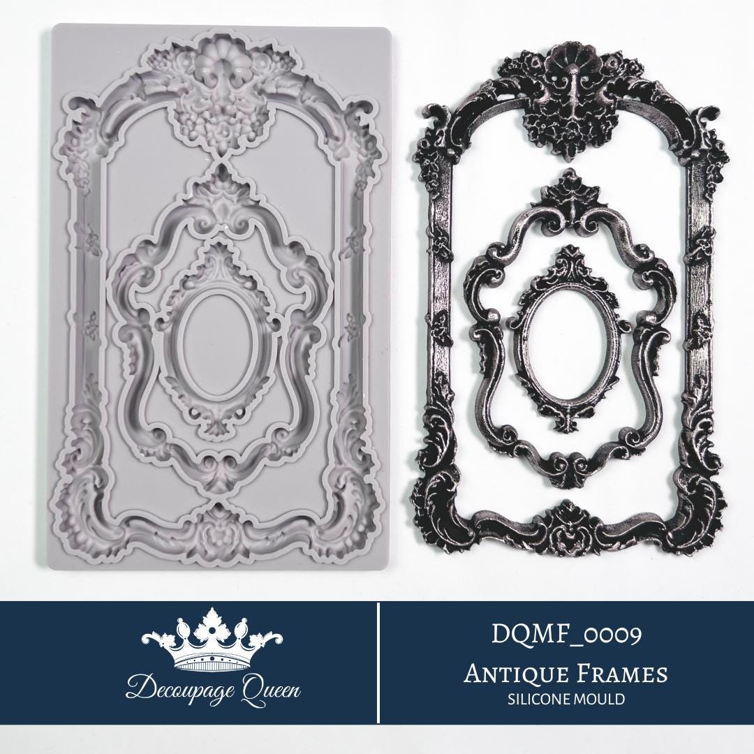 Frames Mold - Vintage Frames Mold - Decoupage Queen - Silicone Molds, New Frame Mould Casting Mold, Mixed Media Molds, Decoupage Craft Ideas
