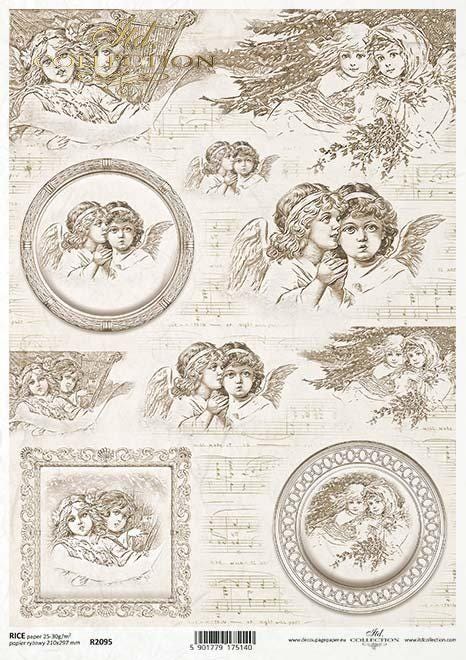 Rice Paper A4 - Cherub Rice Paper, Upcycling Paper, Ornament Rice Paper, Handmade Ornament Ideas, Junk Journaling, Vintage Style Paper