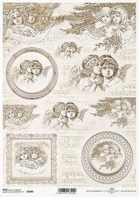 Rice Paper A4 - Cherub Rice Paper, Upcycling Paper, Ornament Rice Paper, Handmade Ornament Ideas, Junk Journaling, Vintage Style Paper