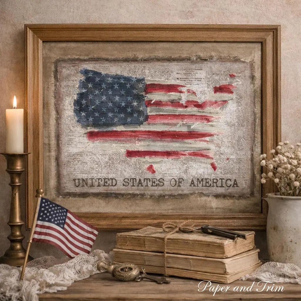 American Flag Decoupage Rice Paper - A3, July 4th Decor