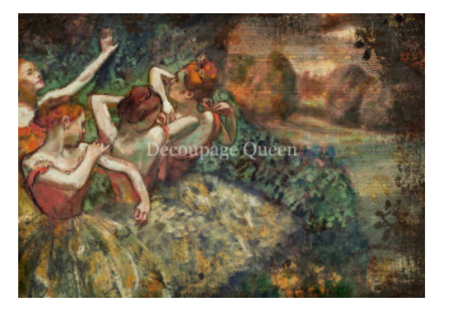 Degas 4 Dancers, rice paper design by Decoupage queen, office supplies > general office supplies > paper products, for decoupage and crafting