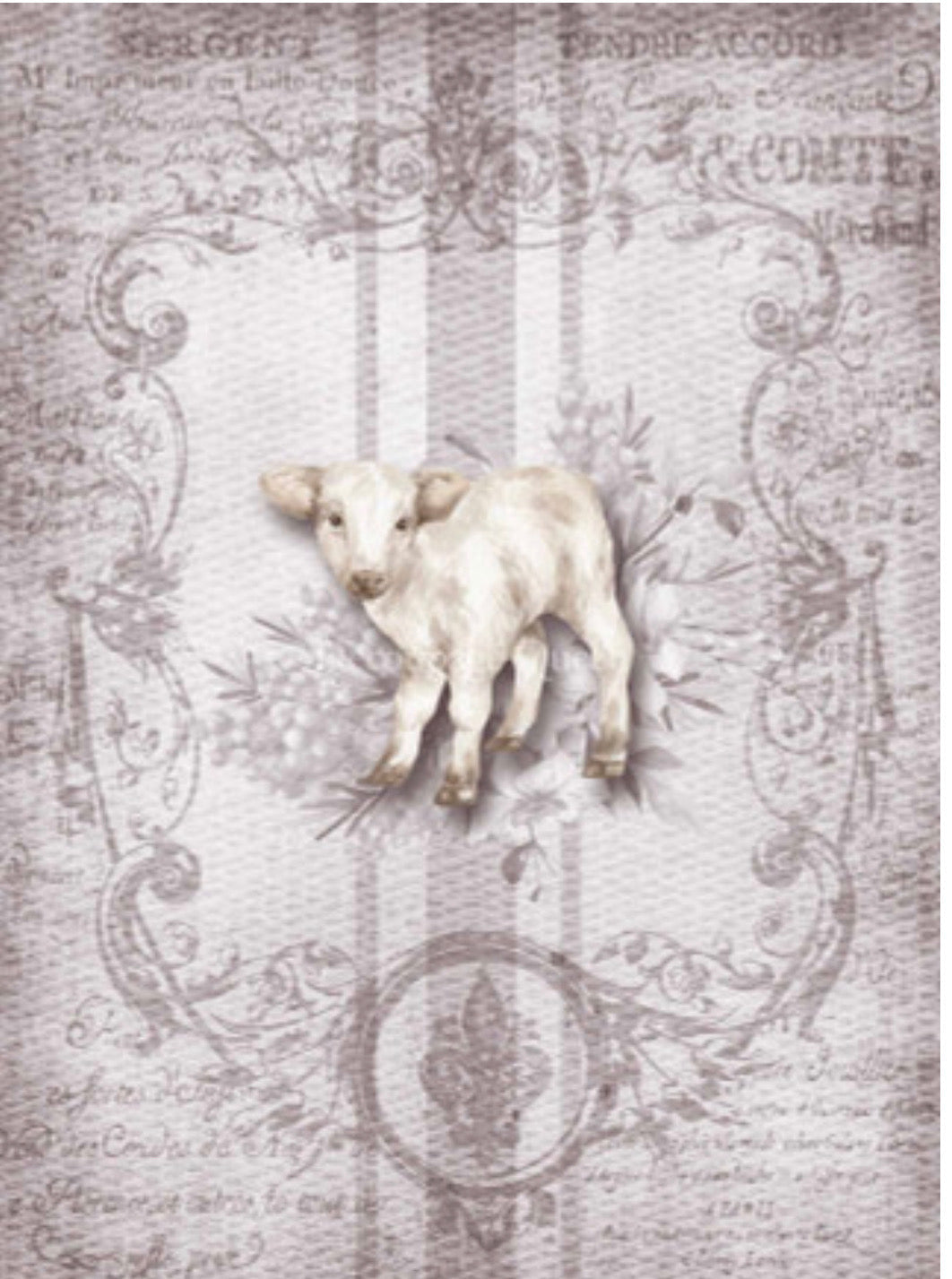 Grain Sack Lamb, rice paper design by Decoupage Queen, arts & entertainment > hobbies & creative arts > arts & crafts > art & crafting materials > art & craft paper, for decoupage and crafting