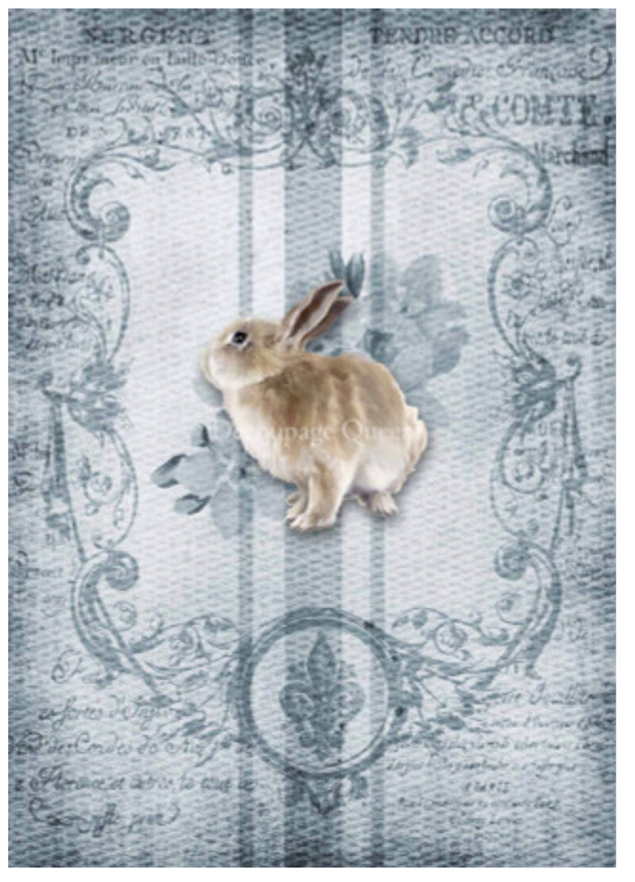 Grain Sack Bunny, rice paper design by Decoupage Queen, arts & entertainment > hobbies & creative arts > arts & crafts > art & crafting materials > art & craft paper, for decoupage and crafting