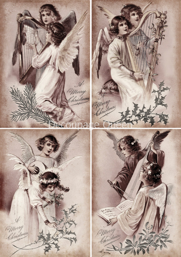 Choral Angels, rice paper design by Decoupage Queen, arts & entertainment > hobbies & creative arts > arts & crafts, for decoupage and crafting