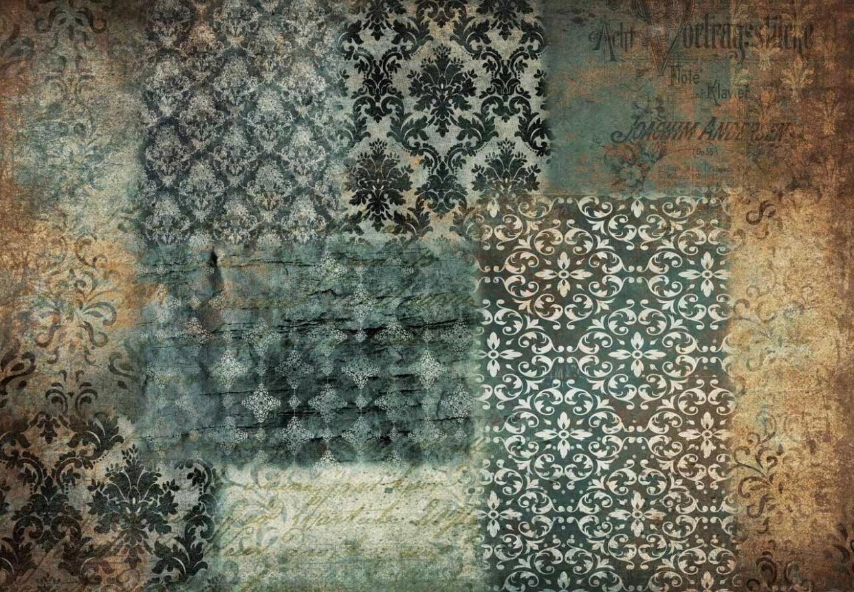 Blue Patchwork, rice paper design by Decoupage Queen, arts & entertainment > hobbies & creative arts > arts & crafts, for decoupage and crafting