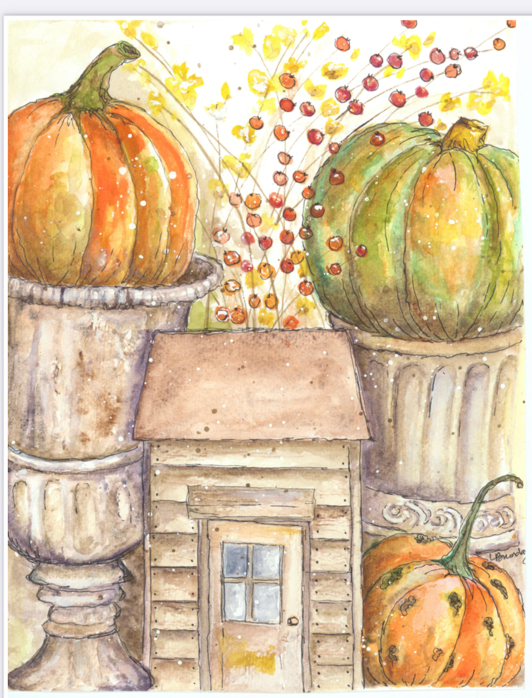 Cottage Pumpkins by ellen j goods, rice paper design by Decoupage Queen, arts & entertainment > hobbies & creative arts > arts & crafts > art & crafting materials, for decoupage and crafting