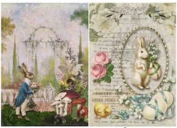 Two Bunnies, rice paper design by Decoupage Queen, arts & entertainment > hobbies & creative arts > arts & crafts > art & crafting materials, for decoupage and crafting