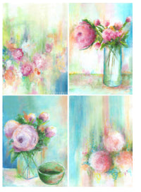 Cottage Roses  4 Pack by ellen j goods, rice paper design by Decoupage queen, office supplies > general office supplies > paper products, for decoupage and crafting