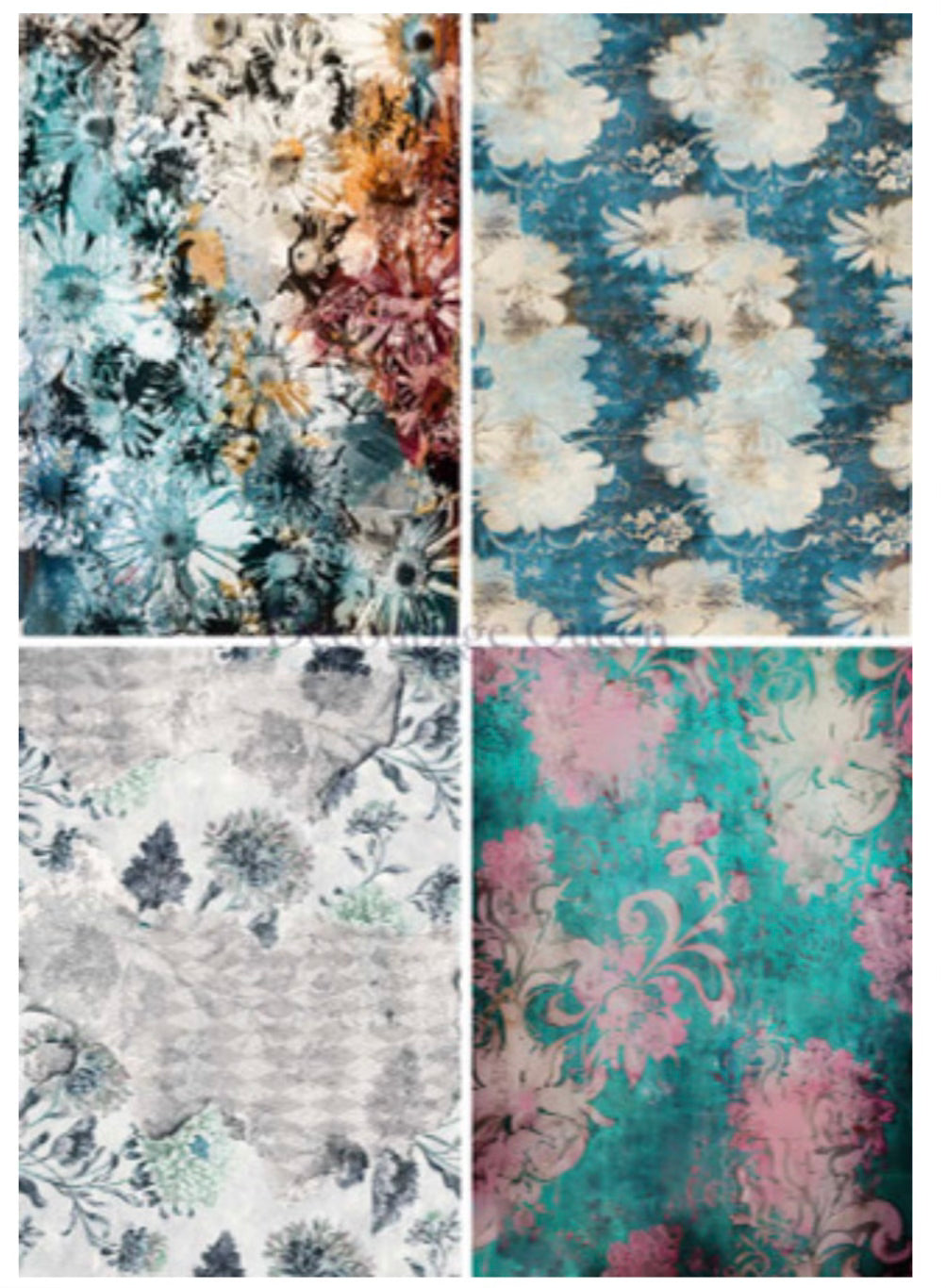 Floral 4 Pack, rice paper design by Decoupage Queen, arts & entertainment > hobbies & creative arts > arts & crafts, for decoupage and crafting