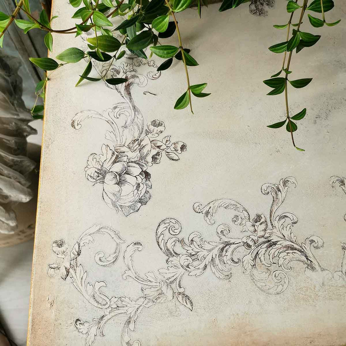Alaina Toile Decor Transfer - French Inspired Transfer, Decor Transfer, 24″x35″, cut into 2 sheets