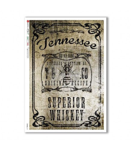 Paper Designs Tennessee Whiskey Tan Label Rice Paper