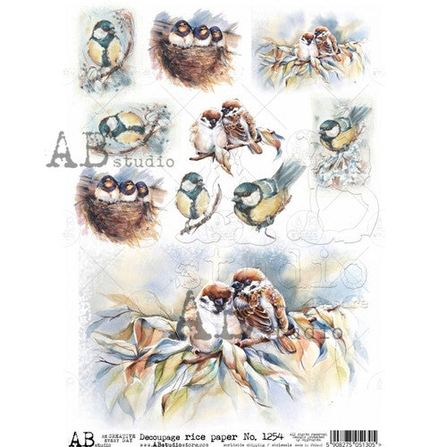AB Studios Nesting Bird Scenes A4 Rice Paper