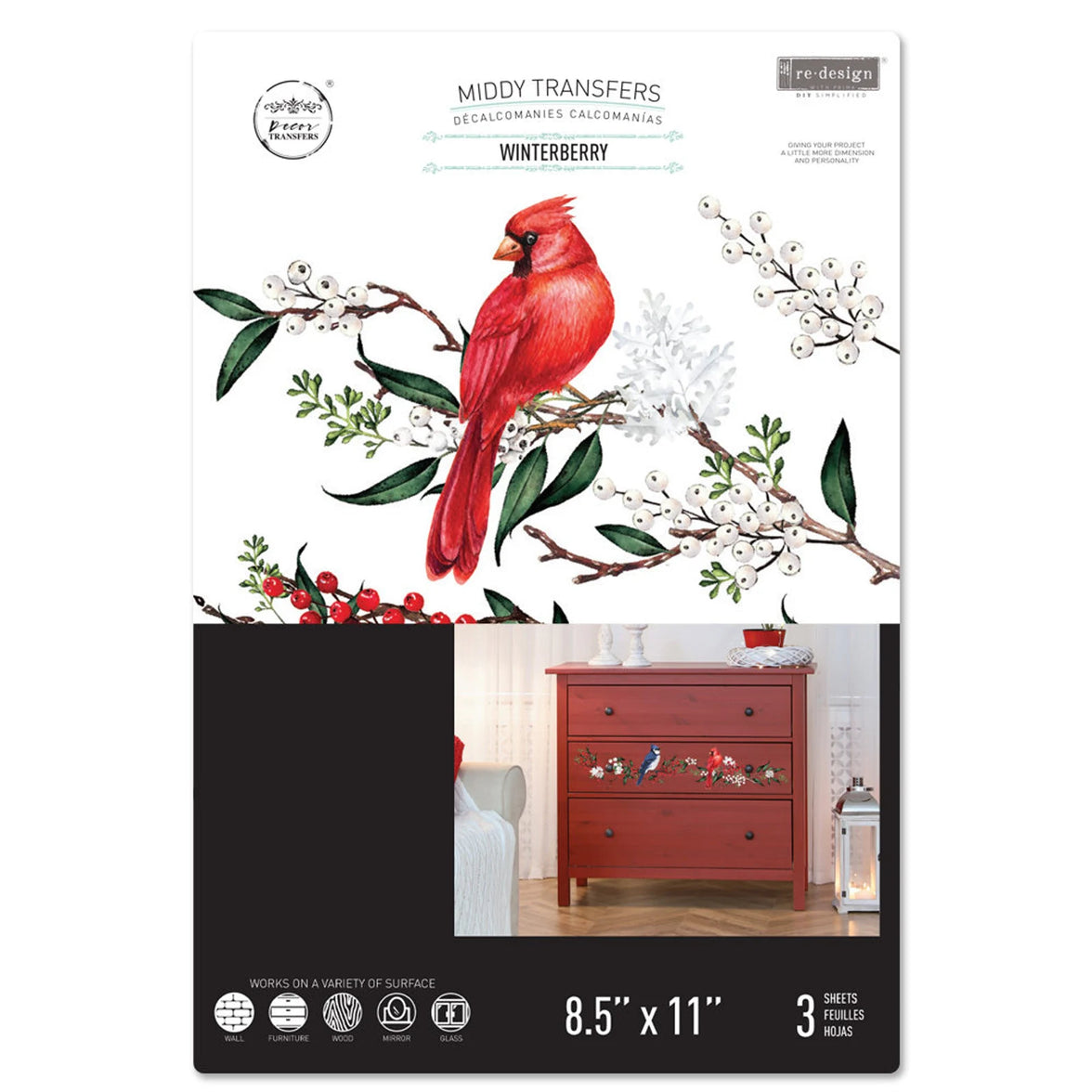 Decor Transfers® 8.5x11 - Winterberry - 3 sheets, 8.5"x11"