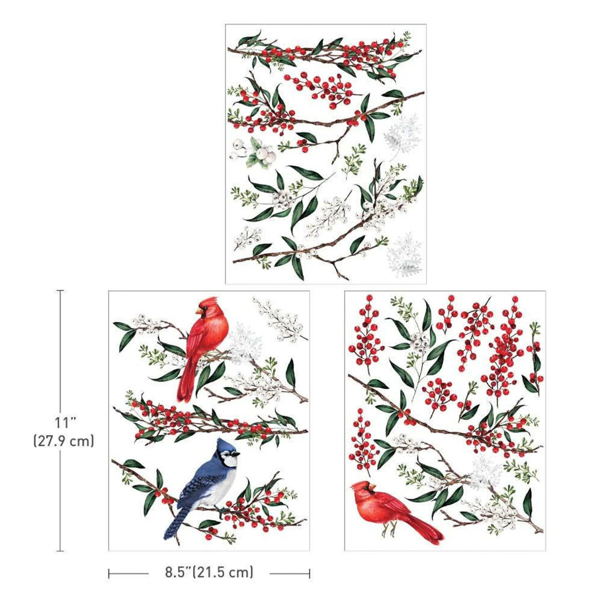 Decor Transfers® 8.5x11 - Winterberry - 3 sheets, 8.5"x11"